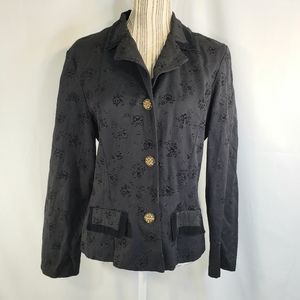 Prophecy Black w/Black Embroidery & Velvet Trim Blazer, Size 12